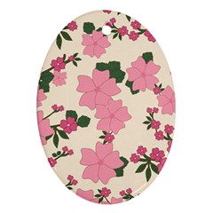 Floral Vintage Flowers Oval Ornament (two Sides)