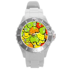 Fruit Food Wallpaper Round Plastic Sport Watch (l)