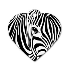 Animal Cute Pattern Art Zebra Dog Tag Heart (one Side)