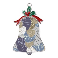 Ackground Leaves Desktop Metal Holly Leaf Bell Ornament