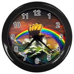 Rainbow Color Wall Clock (black)