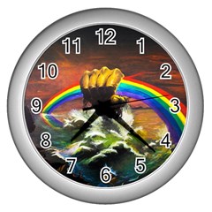 Rainbow Color Wall Clock (silver)