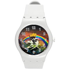 Rainbow Color Round Plastic Sport Watch (m)