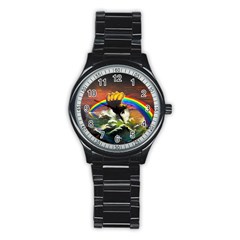 Rainbow Color Stainless Steel Round Watch