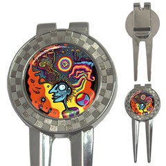 Hippie Rainbow Psychedelic Colorful 3-in-1 Golf Divots by uniart180623