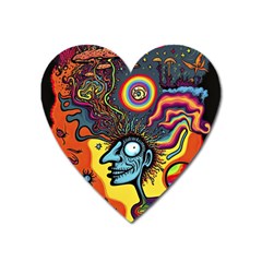 Hippie Rainbow Psychedelic Colorful Heart Magnet by uniart180623