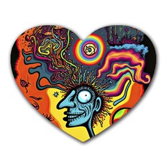 Hippie Rainbow Psychedelic Colorful Heart Mousepad by uniart180623