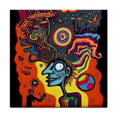 Hippie Rainbow Psychedelic Colorful Face Towel by uniart180623