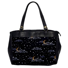 Hand-drawn-scratch-style-night-sky-with-moon-cloud-space-among-stars-seamless-pattern-vector-design- Oversize Office Handbag