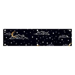 Hand-drawn-scratch-style-night-sky-with-moon-cloud-space-among-stars-seamless-pattern-vector-design- Banner And Sign 4  X 1  by uniart180623