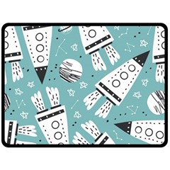 Cute-seamless-pattern-with-rocket-planets-stars Fleece Blanket (large) by uniart180623