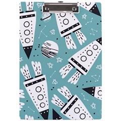 Cute-seamless-pattern-with-rocket-planets-stars A4 Acrylic Clipboard by uniart180623