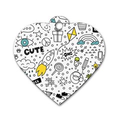 Set-cute-colorful-doodle-hand-drawing Dog Tag Heart (one Side) by uniart180623