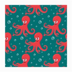 Cute-smiling-red-octopus-swimming-underwater Medium Glasses Cloth (2 Sides) by uniart180623