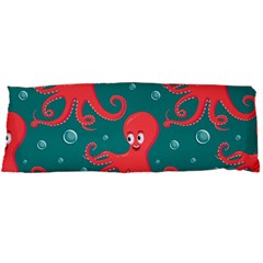 Cute-smiling-red-octopus-swimming-underwater Body Pillow Case Dakimakura (two Sides) by uniart180623