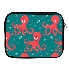 Cute-smiling-red-octopus-swimming-underwater Apple Ipad 2/3/4 Zipper Cases by uniart180623