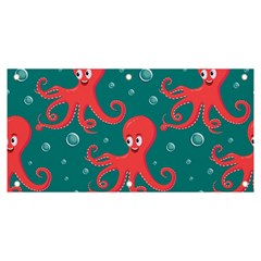 Cute-smiling-red-octopus-swimming-underwater Banner And Sign 6  X 3  by uniart180623
