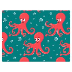 Cute-smiling-red-octopus-swimming-underwater Premium Plush Fleece Blanket (extra Small) by uniart180623
