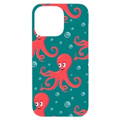 Cute-smiling-red-octopus-swimming-underwater Iphone 14 Pro Max Black Uv Print Case