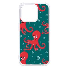 Cute-smiling-red-octopus-swimming-underwater Iphone 14 Pro Tpu Uv Print Case by uniart180623