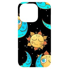 Seamless-pattern-with-sun-moon-children Iphone 14 Pro Black Uv Print Case by uniart180623