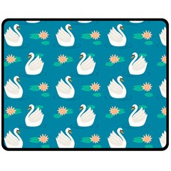 Elegant-swan-pattern-with-water-lily-flowers Fleece Blanket (medium)