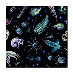 Colorful-abstract-pattern-consisting-glowing-lights-luminescent-images-marine-plankton-dark Tile Coaster by uniart180623