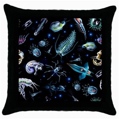 Colorful-abstract-pattern-consisting-glowing-lights-luminescent-images-marine-plankton-dark Throw Pillow Case (black) by uniart180623