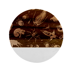 Colorful-abstract-pattern-consisting-glowing-lights-luminescent-images-marine-plankton-dark Marble Wood Coaster (round) by uniart180623