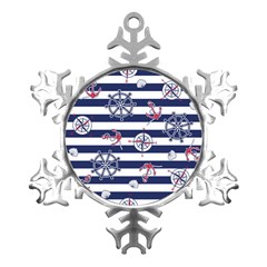 Seamless-marine-pattern Metal Small Snowflake Ornament by uniart180623