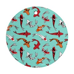 Pattern-with-koi-fishes Ornament (round) by uniart180623