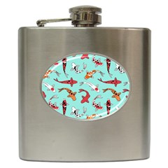 Pattern-with-koi-fishes Hip Flask (6 Oz) by uniart180623