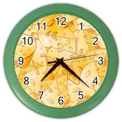 Cheese-slices-seamless-pattern-cartoon-style Color Wall Clock by uniart180623