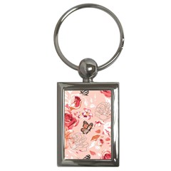 Beautiful-seamless-spring-pattern-with-roses-peony-orchid-succulents Key Chain (rectangle) by uniart180623