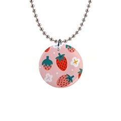 Strawberry-seamless-pattern 1  Button Necklace by uniart180623