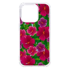 Background-cute-flowers-fuchsia-with-leaves Iphone 14 Pro Tpu Uv Print Case