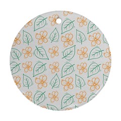 Hand-drawn-cute-flowers-with-leaves-pattern Round Ornament (two Sides) by uniart180623