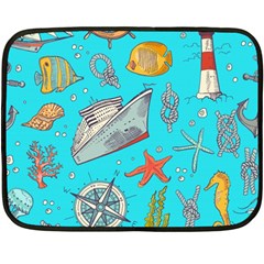 Colored-sketched-sea-elements-pattern-background-sea-life-animals-illustration Two Sides Fleece Blanket (mini)