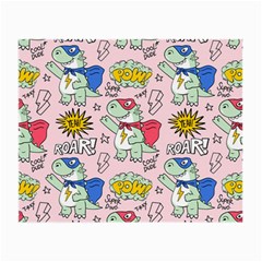 Seamless-pattern-with-many-funny-cute-superhero-dinosaurs-t-rex-mask-cloak-with-comics-style-inscrip Small Glasses Cloth (2 Sides)