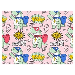 Seamless-pattern-with-many-funny-cute-superhero-dinosaurs-t-rex-mask-cloak-with-comics-style-inscrip Two Sides Premium Plush Fleece Blanket (Extra Small)