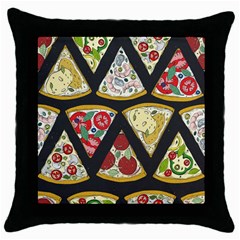 Vector-seamless-pattern-with-italian-pizza-top-view Throw Pillow Case (black) by uniart180623