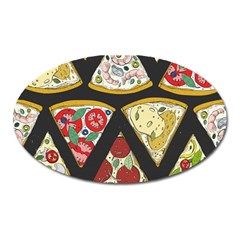 Vector-seamless-pattern-with-italian-pizza-top-view Oval Magnet by uniart180623