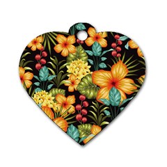 Fabulous-colorful-floral-seamless Dog Tag Heart (two Sides) by uniart180623
