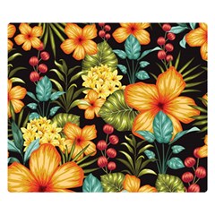 Fabulous-colorful-floral-seamless Premium Plush Fleece Blanket (small)
