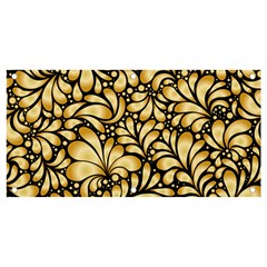 Damask-teardrop-gold-ornament-seamless-pattern Banner And Sign 4  X 2  by uniart180623