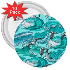 Sea-waves-seamless-pattern 3  Buttons (10 pack) 