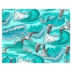 Sea-waves-seamless-pattern Two Sides Premium Plush Fleece Blanket (Medium)