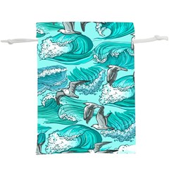 Sea-waves-seamless-pattern Lightweight Drawstring Pouch (XL)