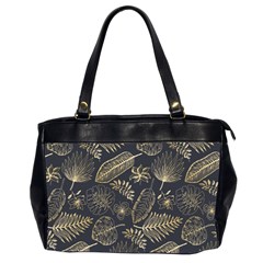 Elegant-pattern-with-golden-tropical-leaves Oversize Office Handbag (2 Sides) by uniart180623