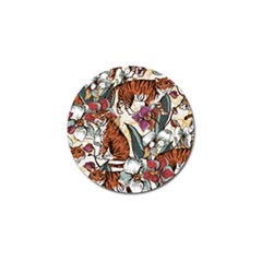 Natural-seamless-pattern-with-tiger-blooming-orchid Golf Ball Marker by uniart180623